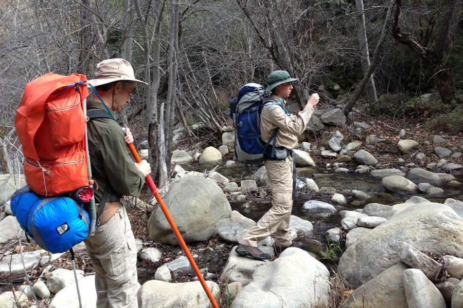 Mark and John, February 2013 backpacking in Matilija